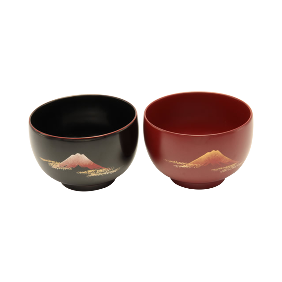越前漆器红富士山图案日式情侣汤碗_越前漆器厨具餐具餐具_豌豆公主