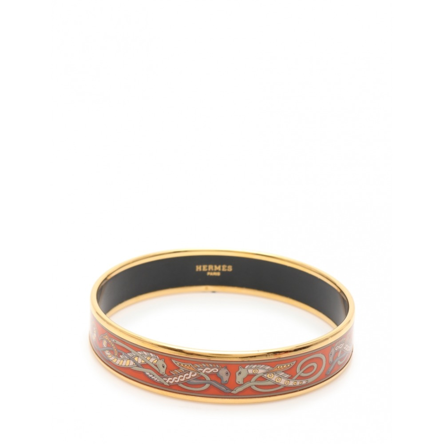 【中古】hermes 爱马仕 多彩印花复古珐琅手镯 mm中号(景泰蓝,金属)