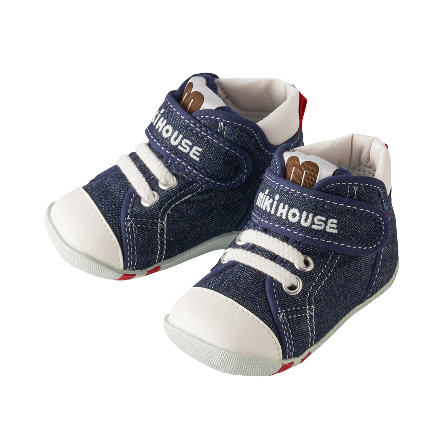 mikihouse m logo新版可爱舒适婴儿学步鞋一段 蓝色 12.5cm