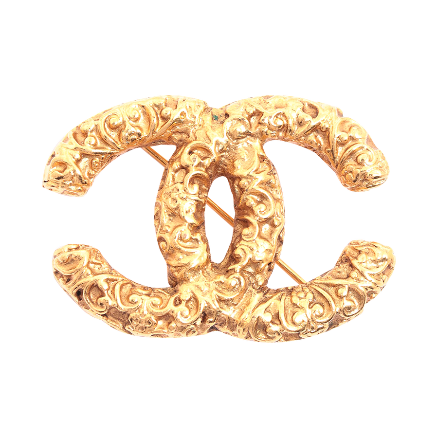 自营【古着】chanel 香奈儿 双c标志胸针(镀金) 金色 (二手)(ab)