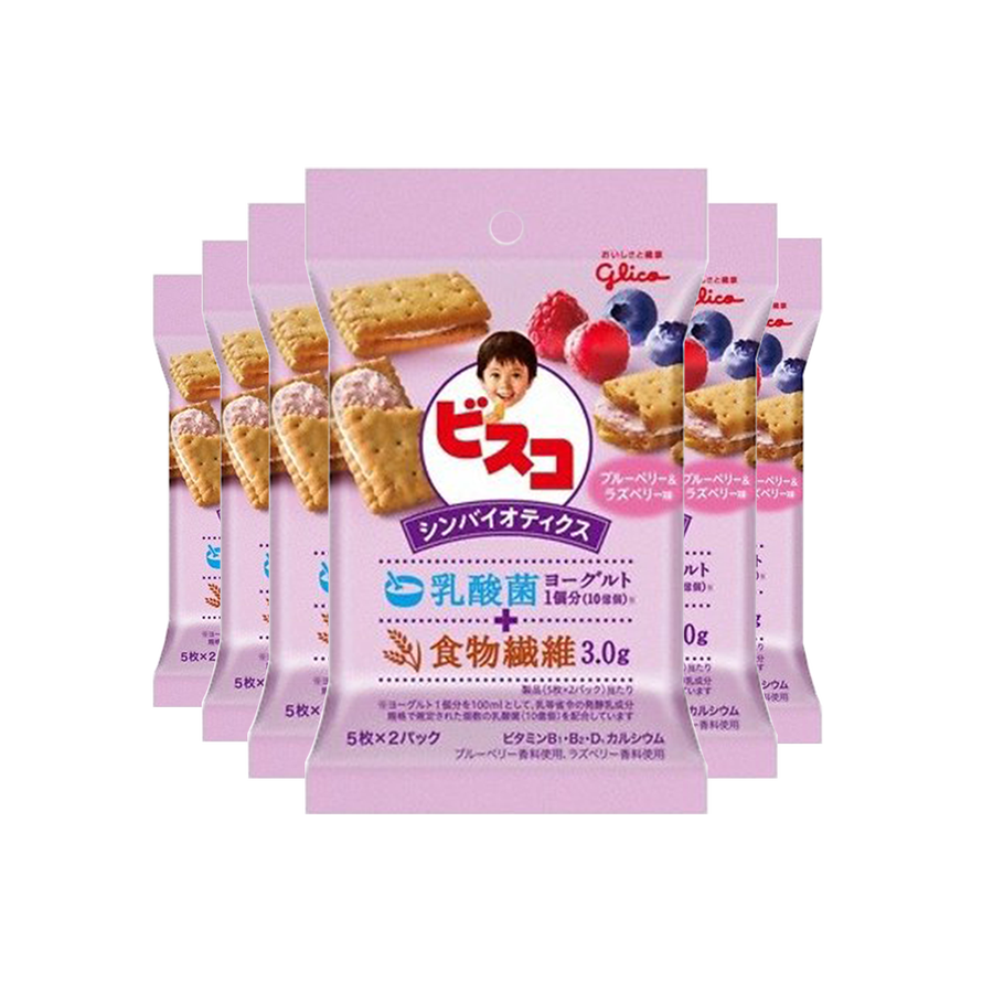 glico 格力高 bisco乳酸菌夹心饼干 蓝莓&覆盆子 10枚×6