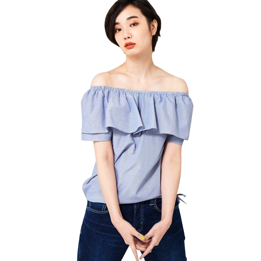 something荷叶边露肩罩衫_something气质女装衬衫_豌豆公主