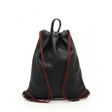 【中古】gucci 古驰 抽绳束口双肩包 皮革黑色 a(二手)