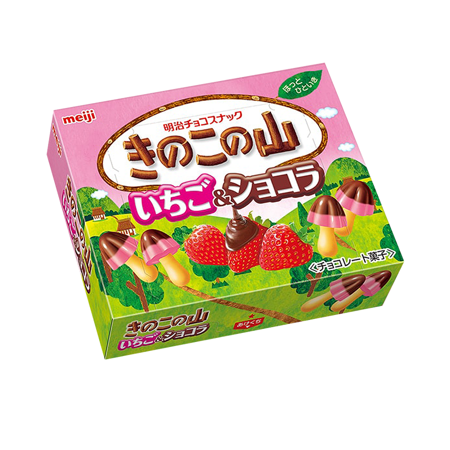 meiji明治蘑菇山酸甜可口草莓巧克力64g盒