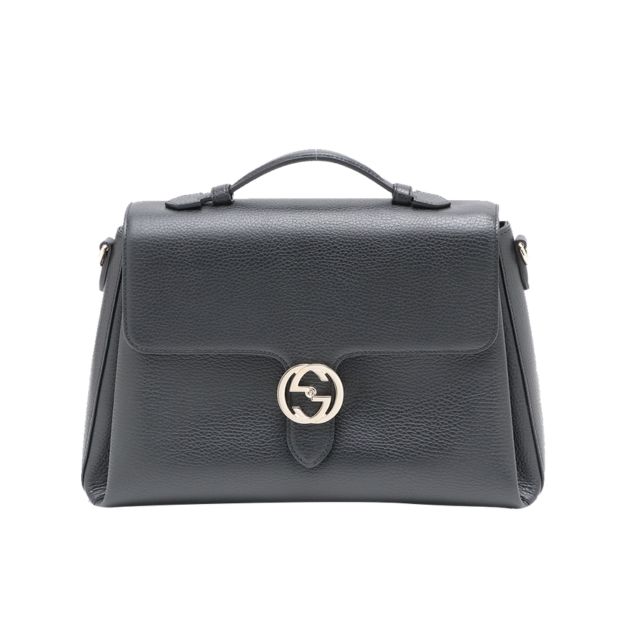 【古着】gucci 古驰 interlocking系列皮革两用挎包(皮革) 黑色 a