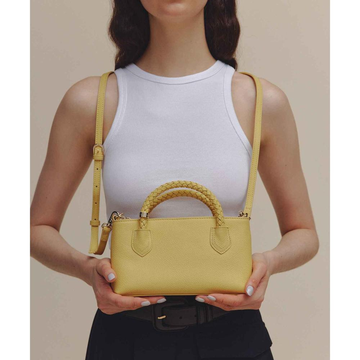 TREASURE TOPKAPI 收缩皮革网格手柄钱包手机肩背手提包 灰褐色