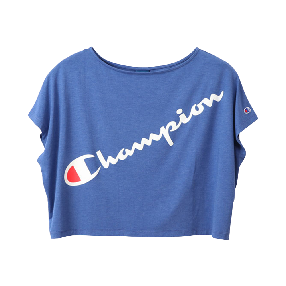 champion 正面倾斜logo印花宽松版型休闲t恤 蓝色 m