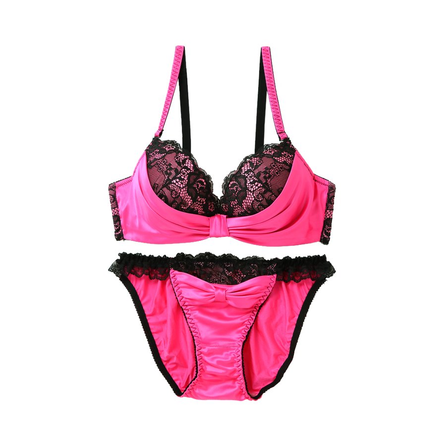 fran de lingerie 芙兰 新蝴蝶结内衣套装 粉红色 f65